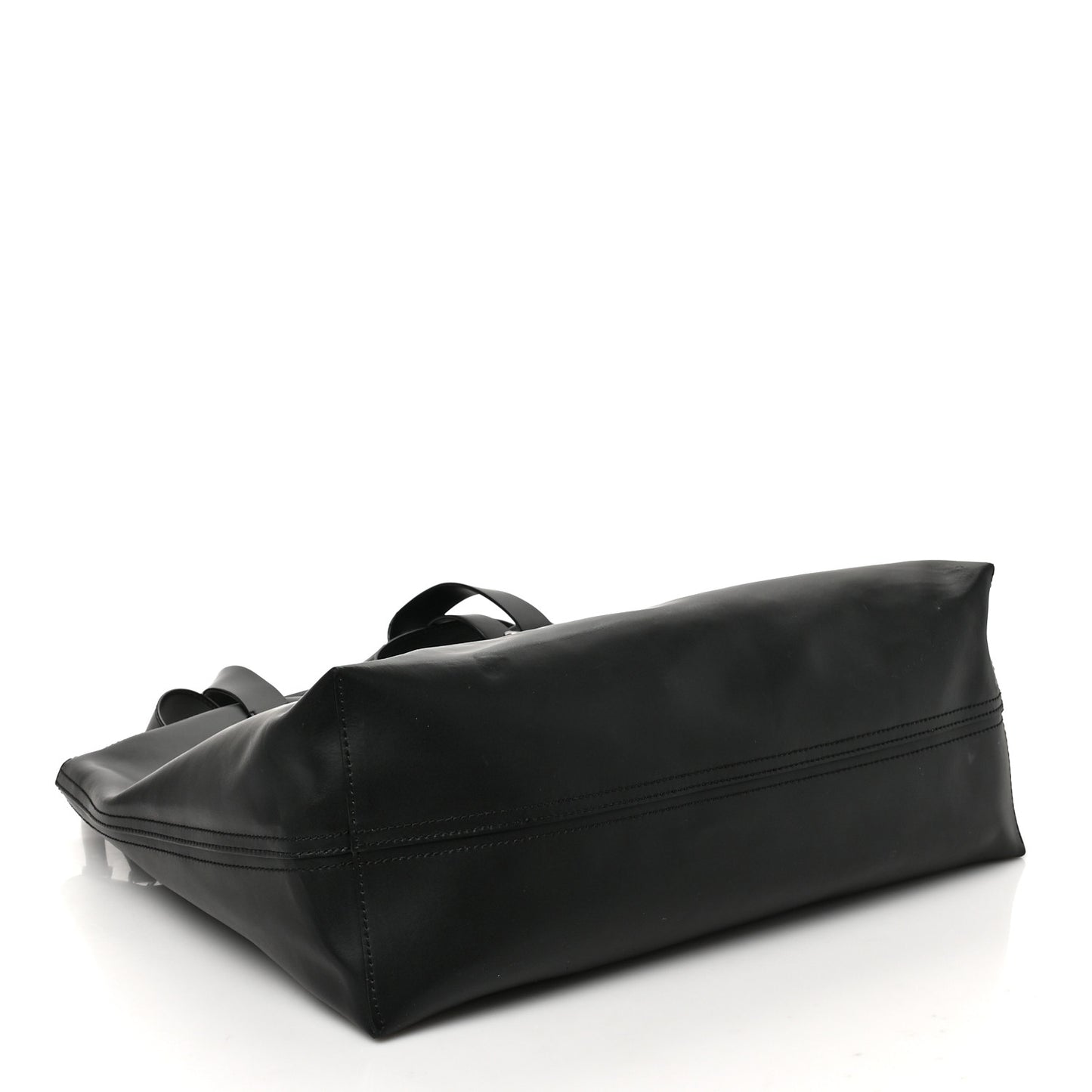 Calfskin VLNT Print Rockstud Top Handle Messenger Tote Black