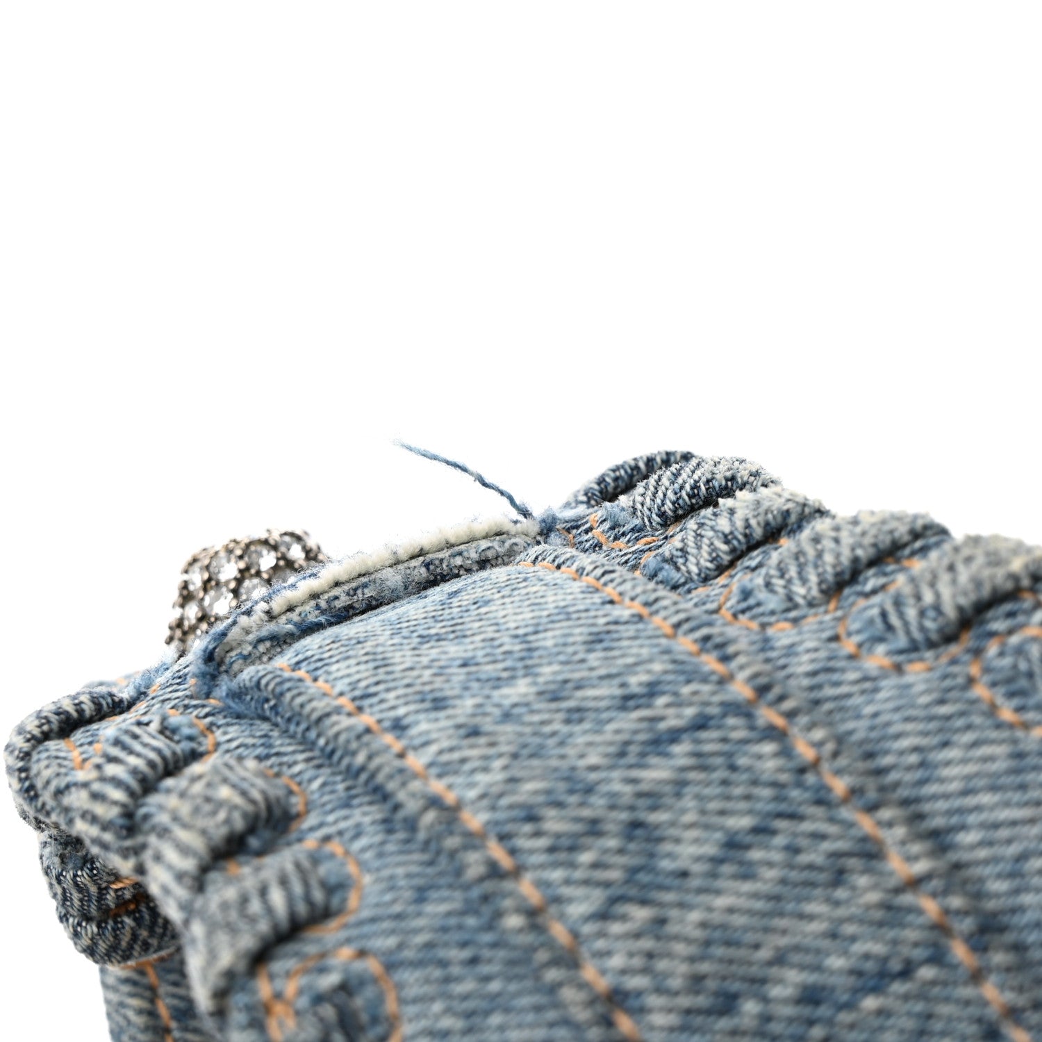 Balenciaga Washed Frayed Denim Crystal Small Le Cagole Shoulder Bag Blue 14 of 16