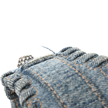 Balenciaga Washed Frayed Denim Crystal Small Le Cagole Shoulder Bag Blue 14 of 16