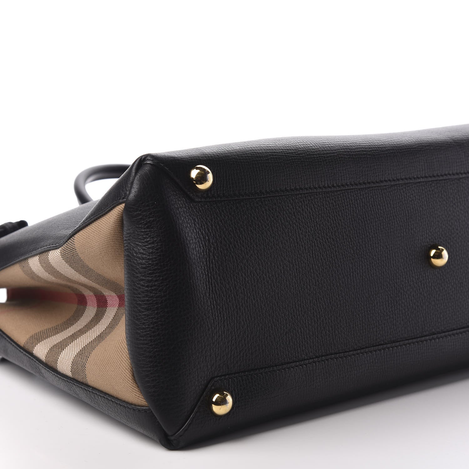 Burberry Grainy Calfskin House Check Large Banner Tote Black 5 of 9