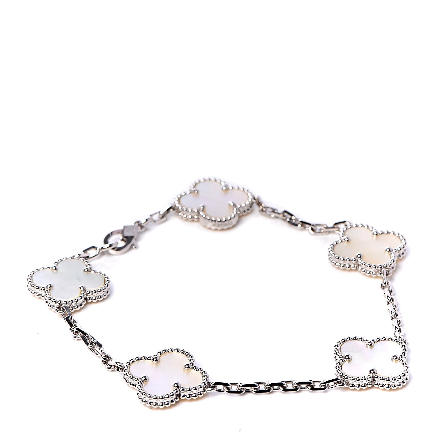 Van Cleef & Arpels 18K White Gold Mother of Pearl 5 Motifs Vintage Alhambra Bracelet 1 of 6