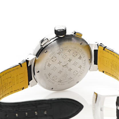 Louis Vuitton Stainless Steel Alligator 44mm Tambour Flyback Chronograph Automatic Watch Black 7 of 7