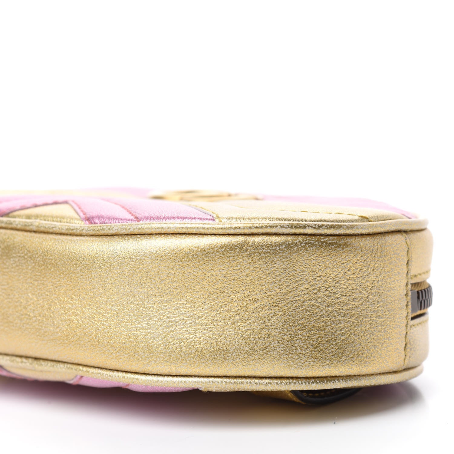 Gucci Metallic Nappa Matelasse Heart GG Marmont Belt Bag 95 38 Oro Vecchio Rosa 7 of 12