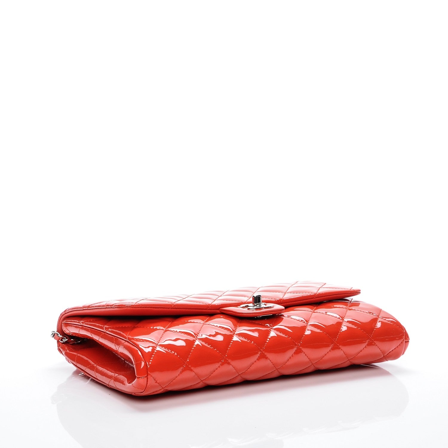 Chanel Patent Quilted Clutch With Chain Flap Red 4 of 6