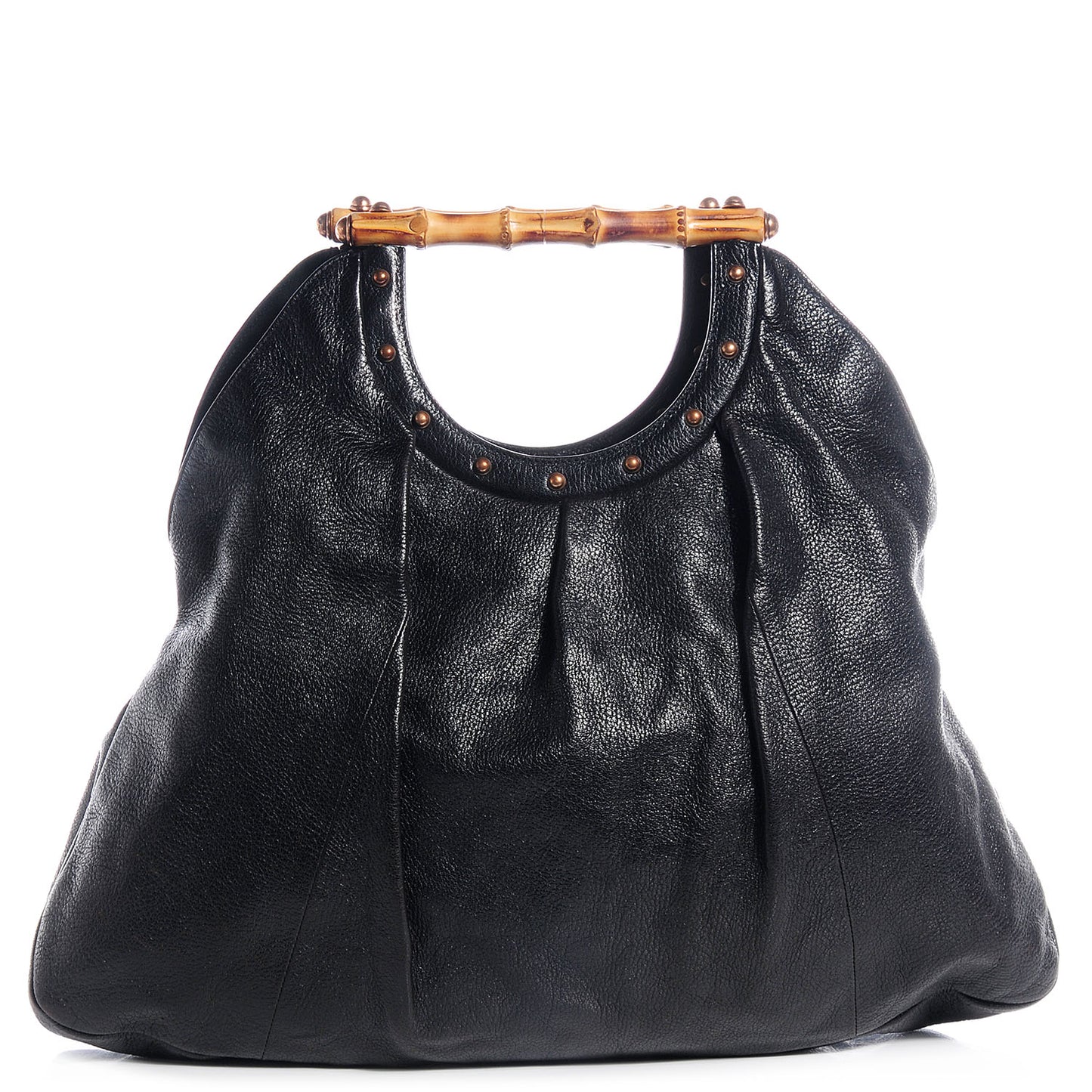 Leather Bamboo Tote Black