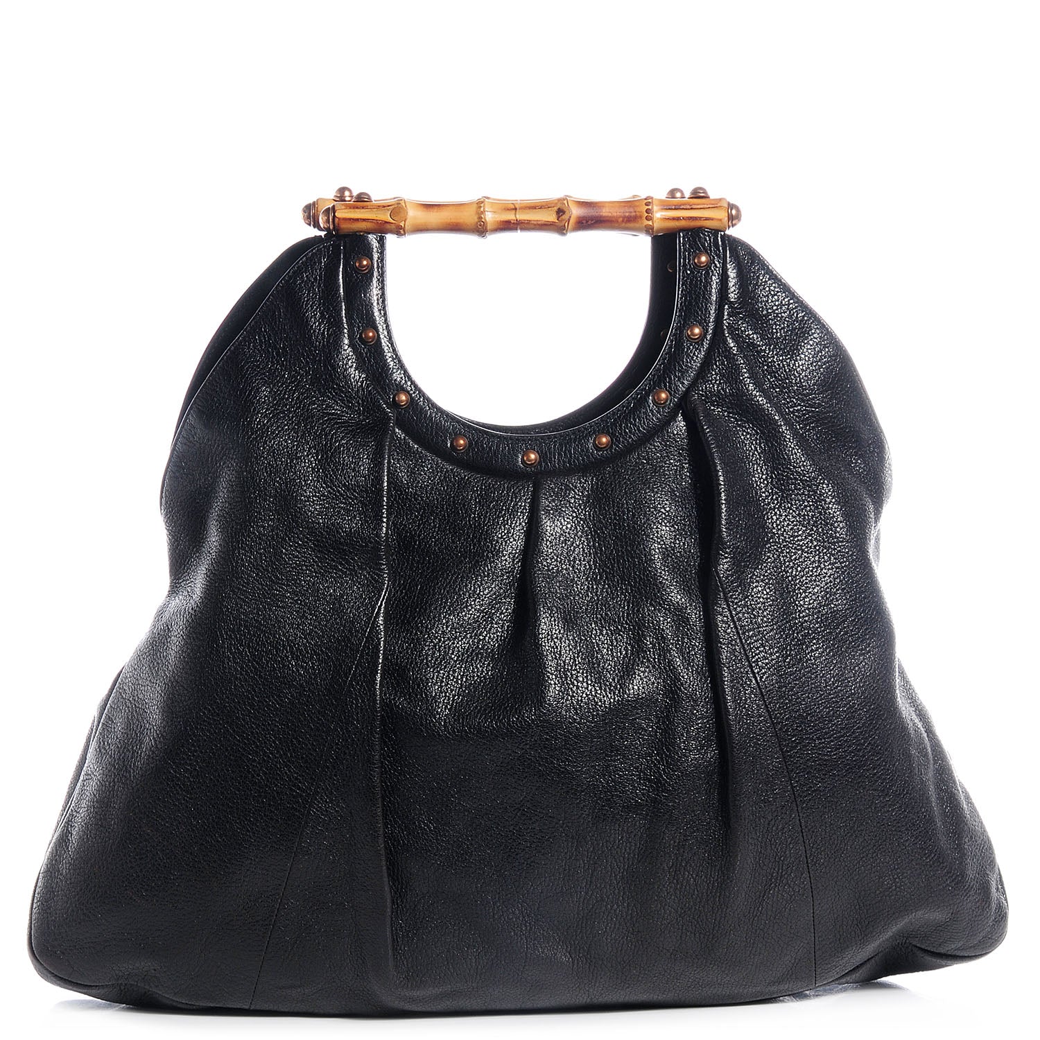 Gucci Leather Bamboo Tote Black 1 of 7