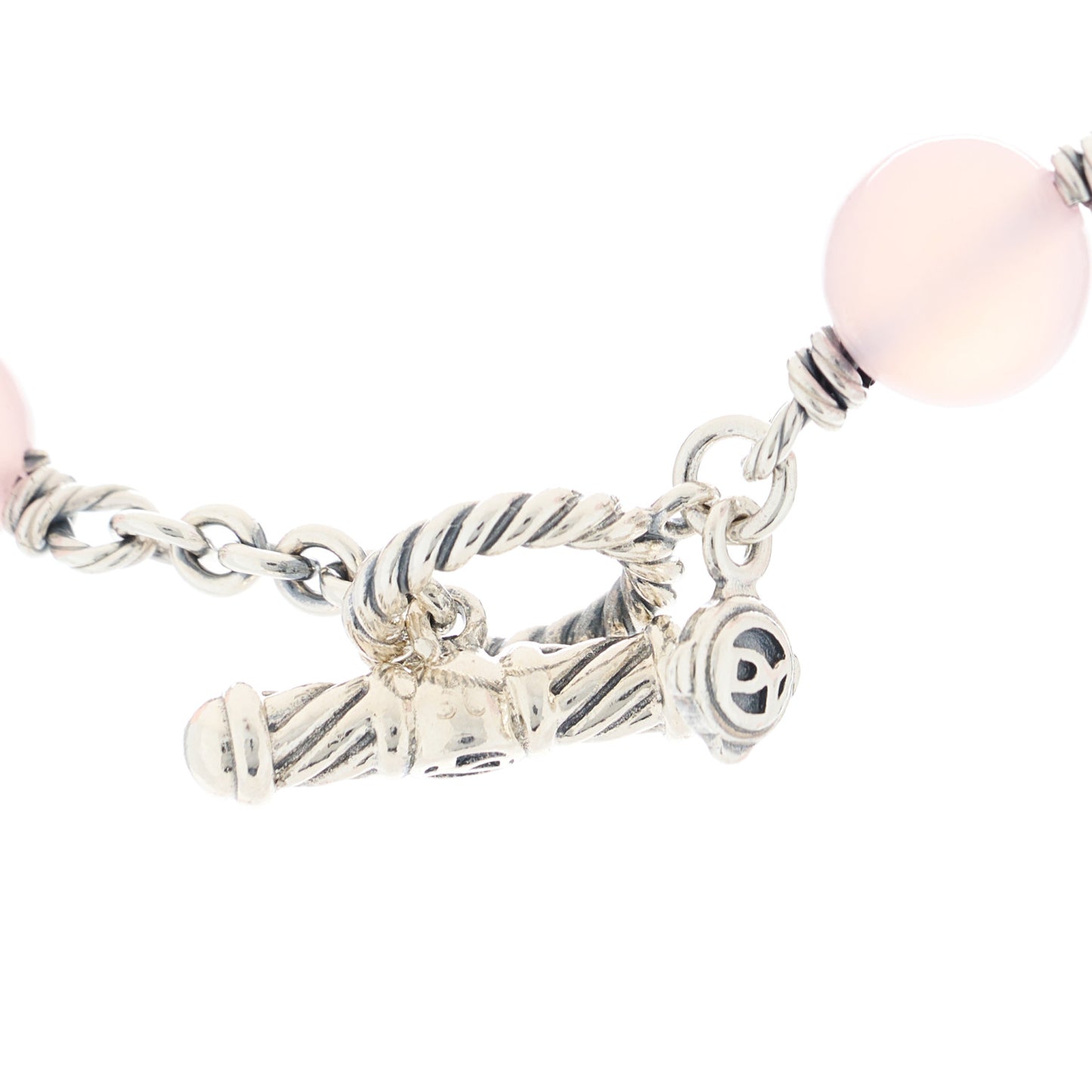 Sterling Silver Rose Quartz Long Bead Necklace 40"