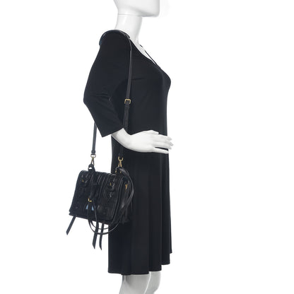 Prada Glace Calfskin Etiquette Flap Shoulder Bag Black 3 of 14