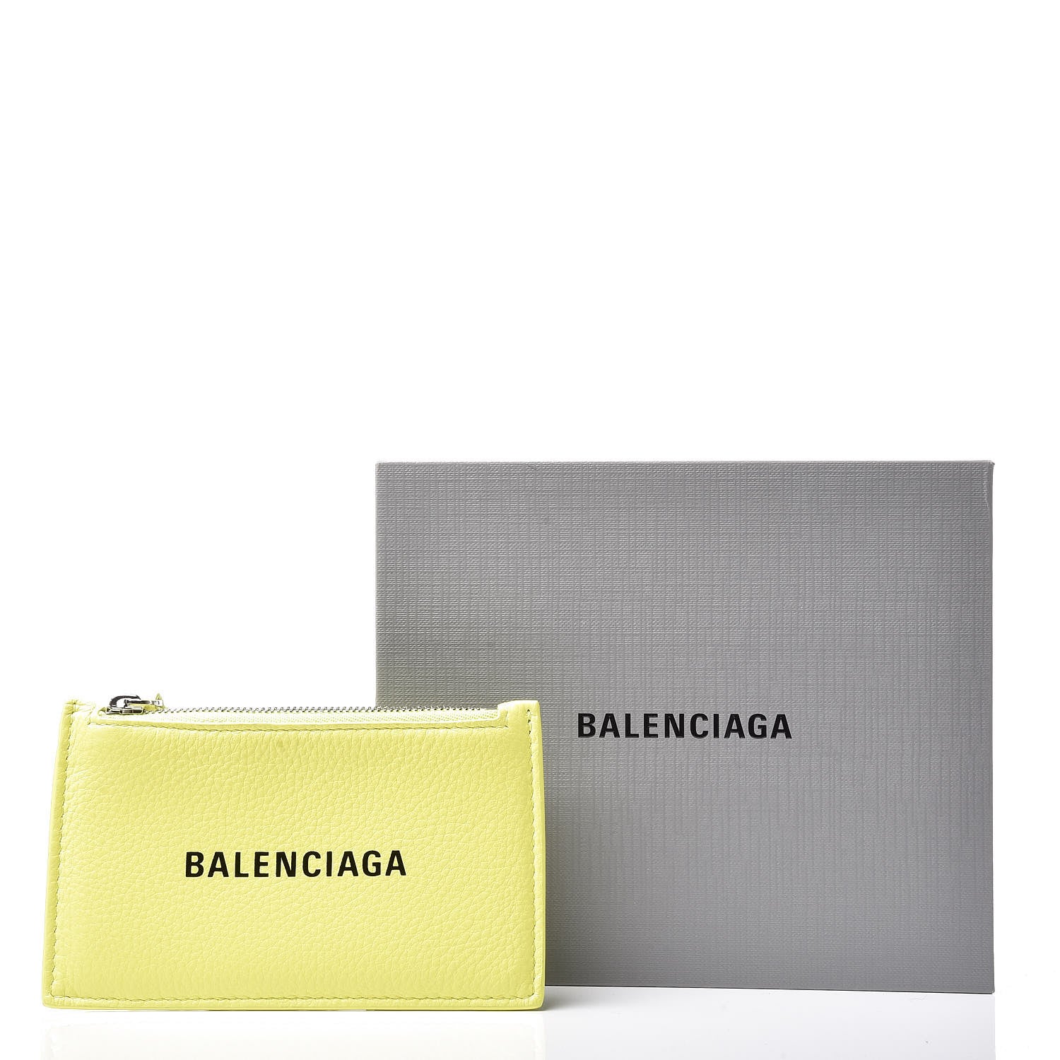 Balenciaga Calfskin Logo Everyday Long Coin Case Card Holder Acid Green 9 of 9