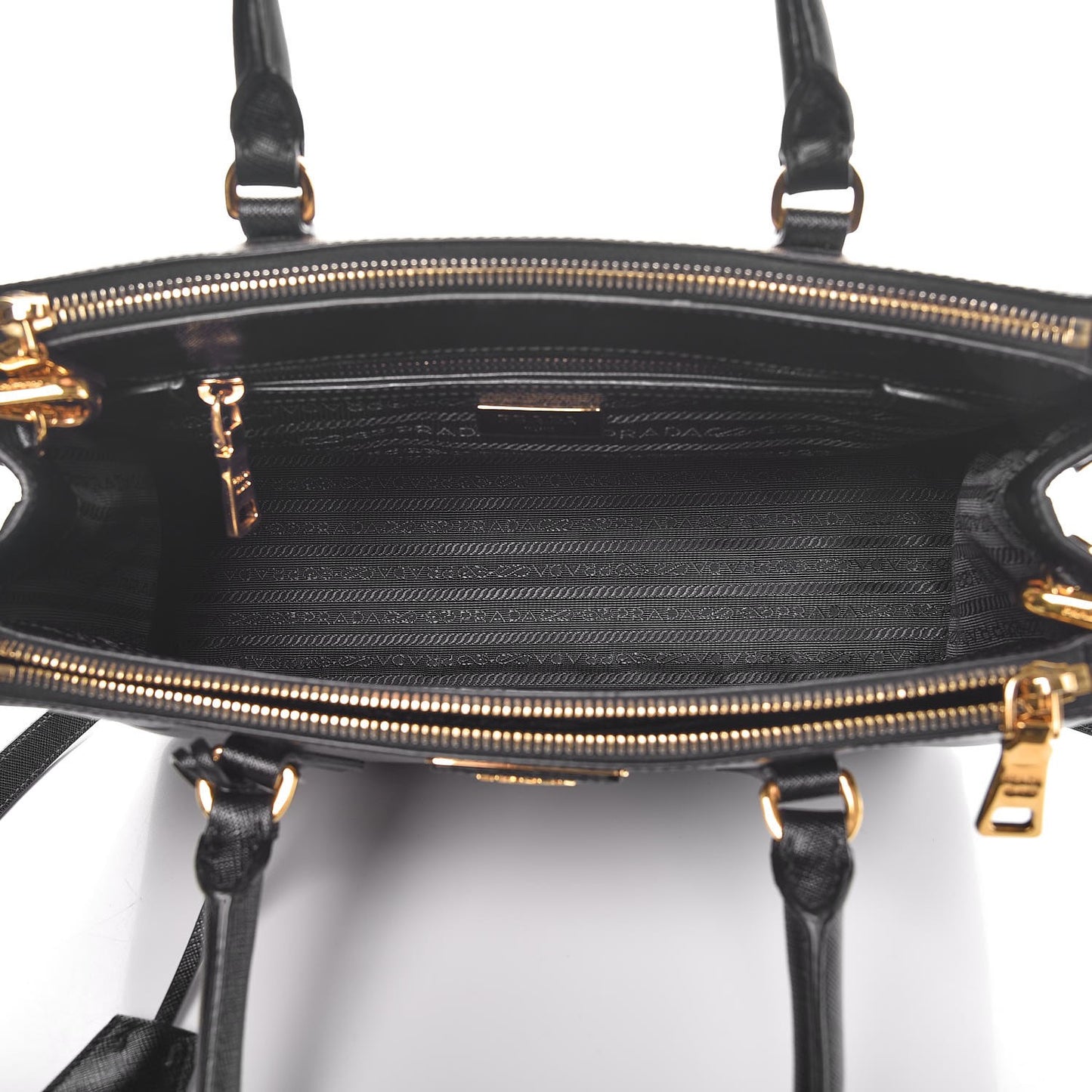 Saffiano Small Galleria Double Zip Tote Black