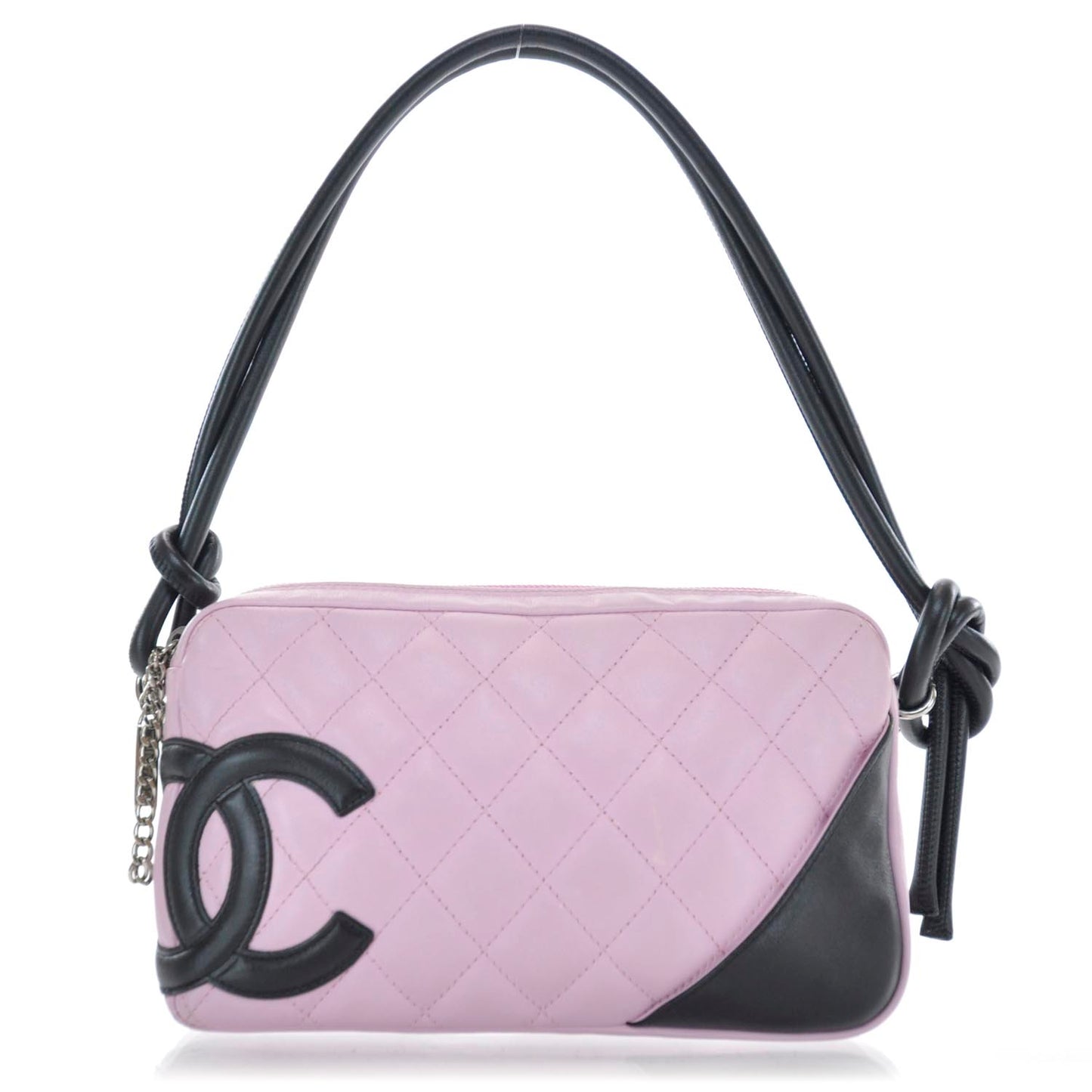 Calfskin Quilted Cambon Pochette Pink Black