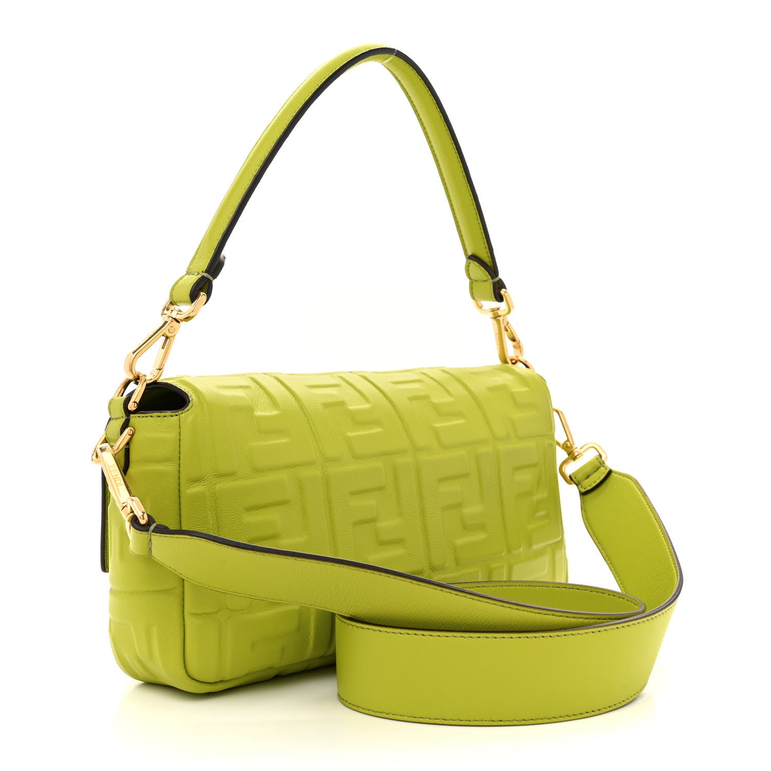 Fendi Nappa FF 1974 Embossed Baguette Wasabi 3 of 13