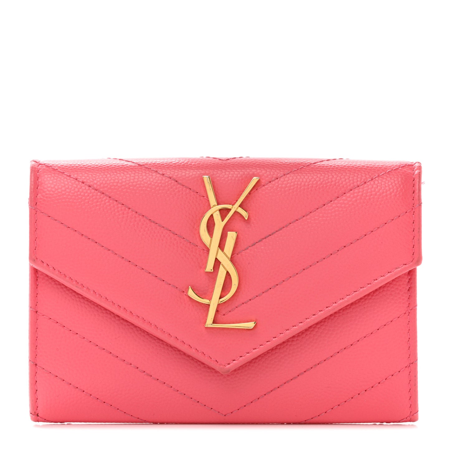 Grain De Poudre Matelasse Chevron Small Monogram Envelope Wallet Rose Clair