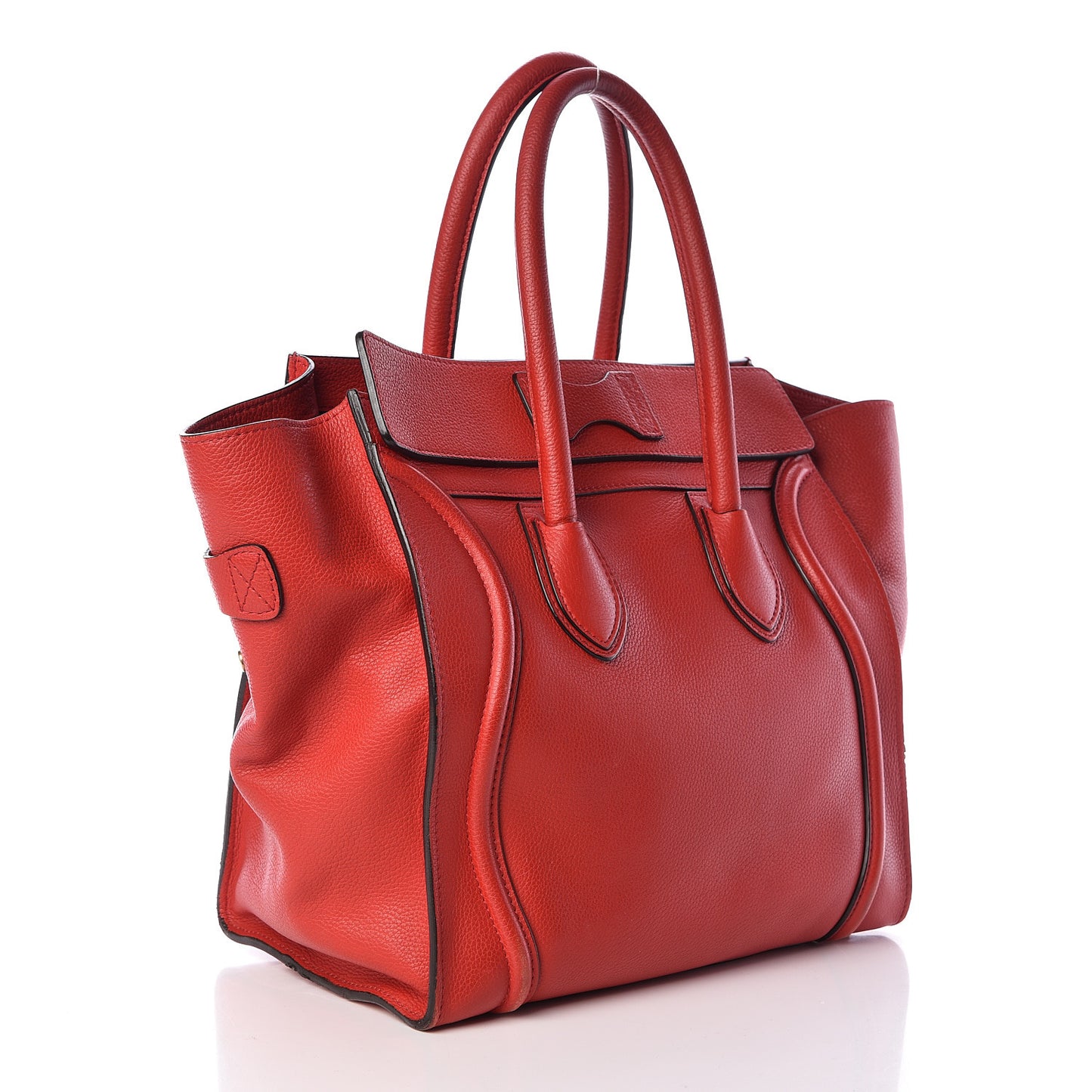 Drummed Calfskin Mini Luggage Coquelicot