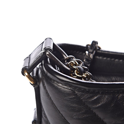 Chanel Aged Calfskin Chevron Quilted Medium Gabrielle Hobo Black 9 of 14