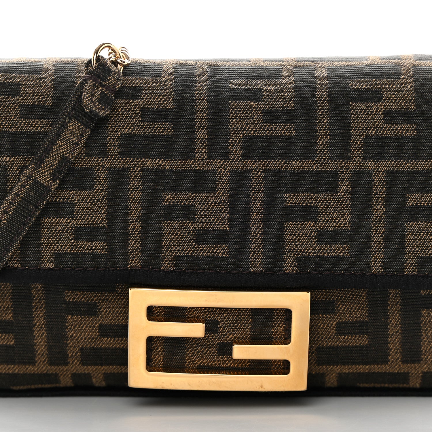 Fendi Fabric Jacquard FF 1974 Mini Baguette Tobacco Moro Black 8 of 11