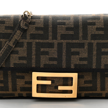 Fendi Fabric Jacquard FF 1974 Mini Baguette Tobacco Moro Black 8 of 11