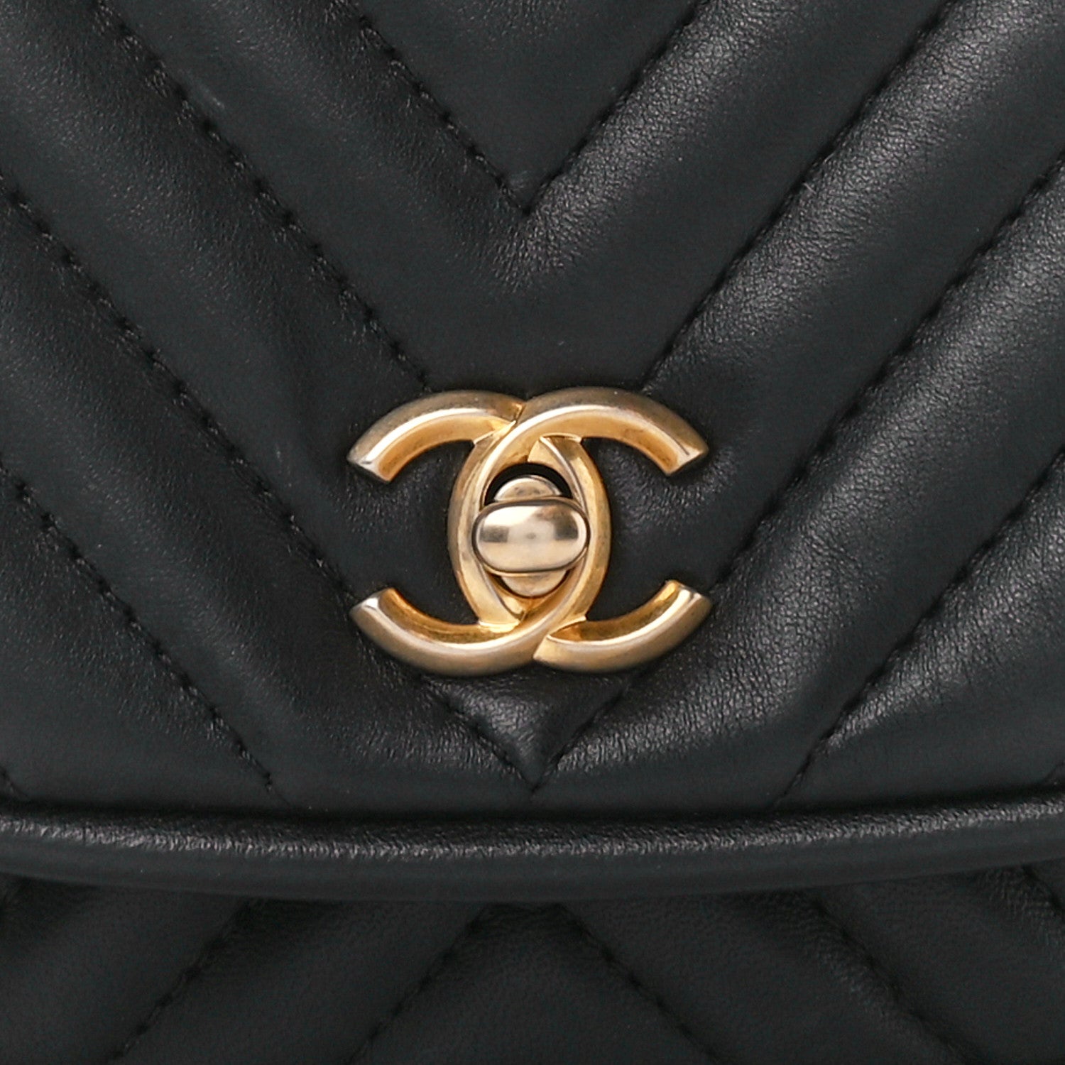 Chanel Lambskin Reverse Chevron Quilted Mini Round Top Handle Flap Black 9 of 11
