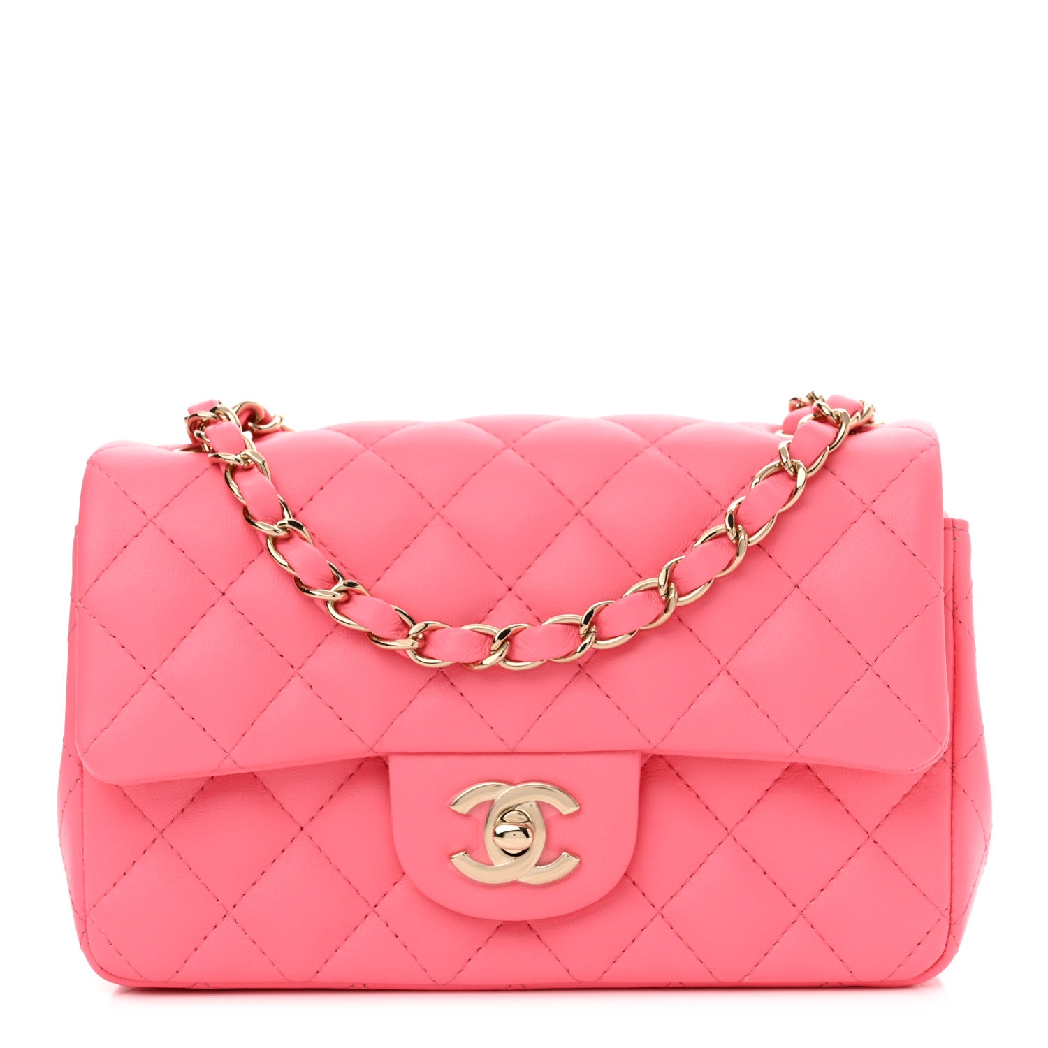 Chanel Lambskin Quilted Mini Rectangular Flap Pink 1 of 8