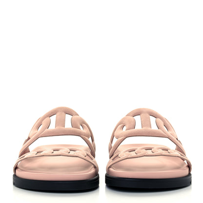 Hermes Suede Goatskin Extra Sandals 37 Rose Opaline 2 of 10