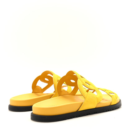 Hermes Suede Goatskin Extra Sandals 39 Jaune Sable 5 of 9