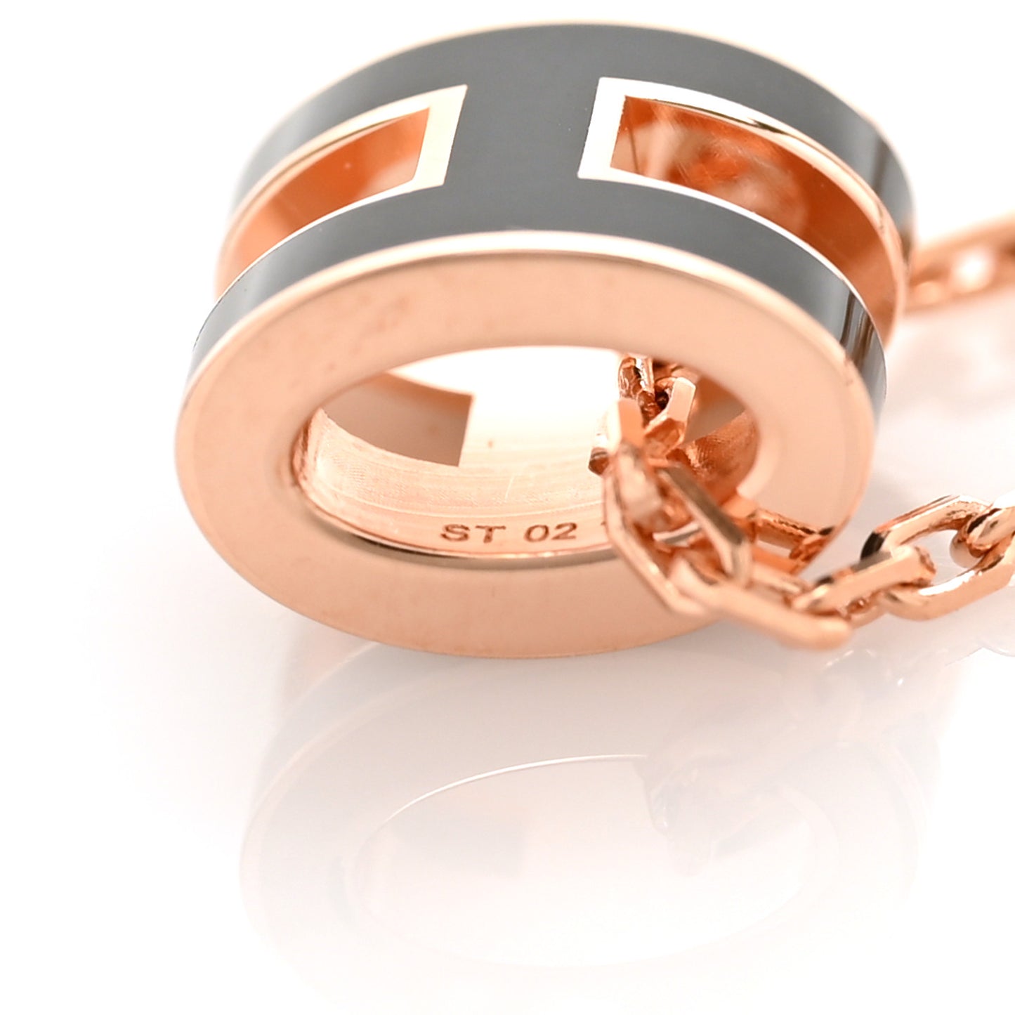 Lacquered Rose Gold Mini Pop H Pendant Necklace Black