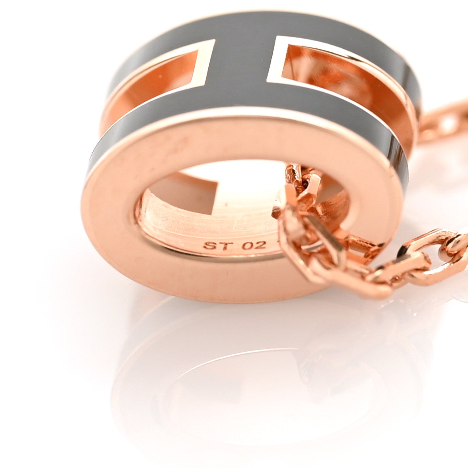 Hermes Lacquered Rose Gold Mini Pop H Pendant Necklace Black 5 of 5