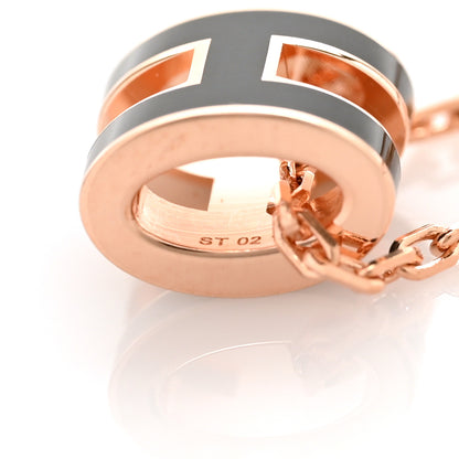 Hermes Lacquered Rose Gold Mini Pop H Pendant Necklace Black 5 of 5