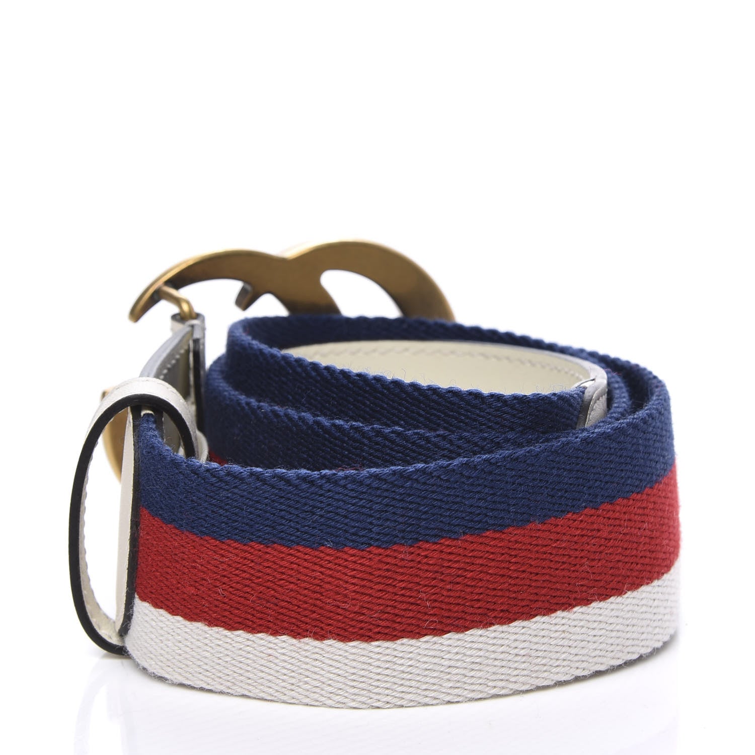 Gucci Nylon Calfskin Sylvie Web Double G 40mm Belt 80 32 Mystic White Hibiscus Red Maritime 2 of 5