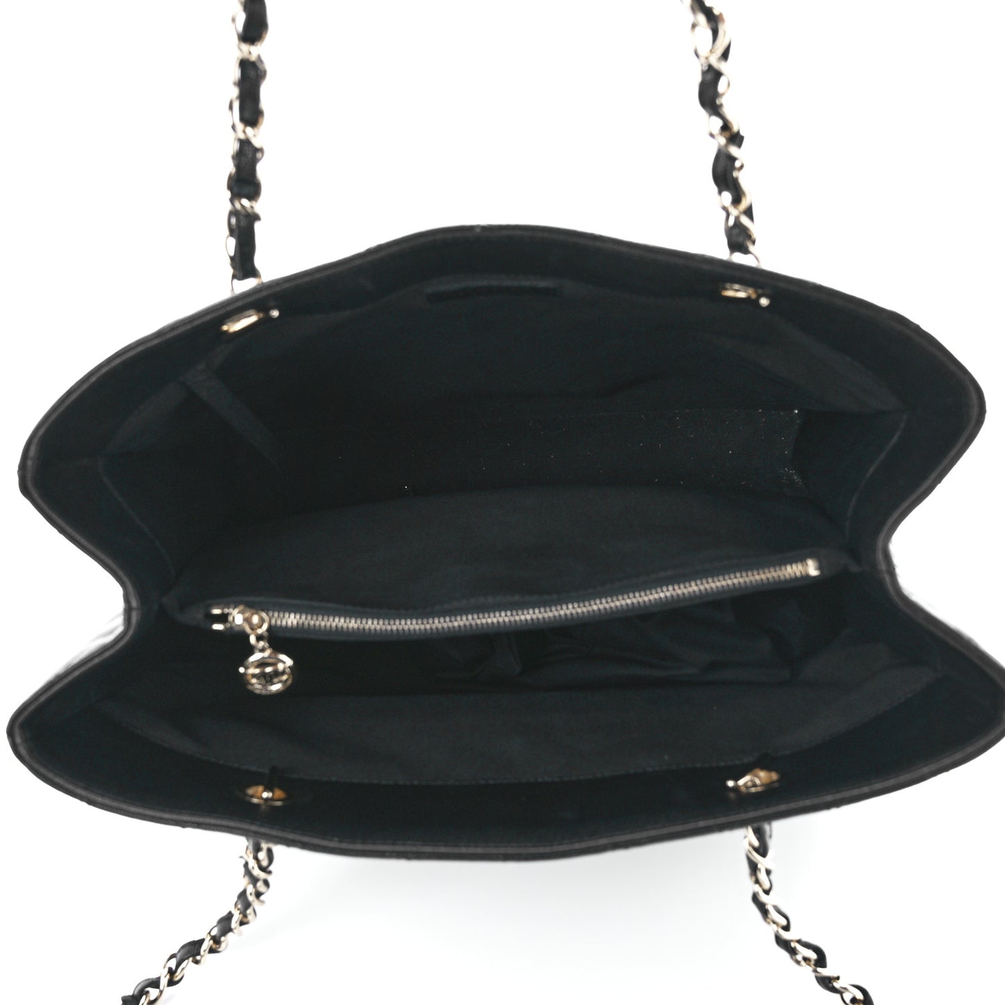 Caviar Quilted Pocket Large Tote Black
