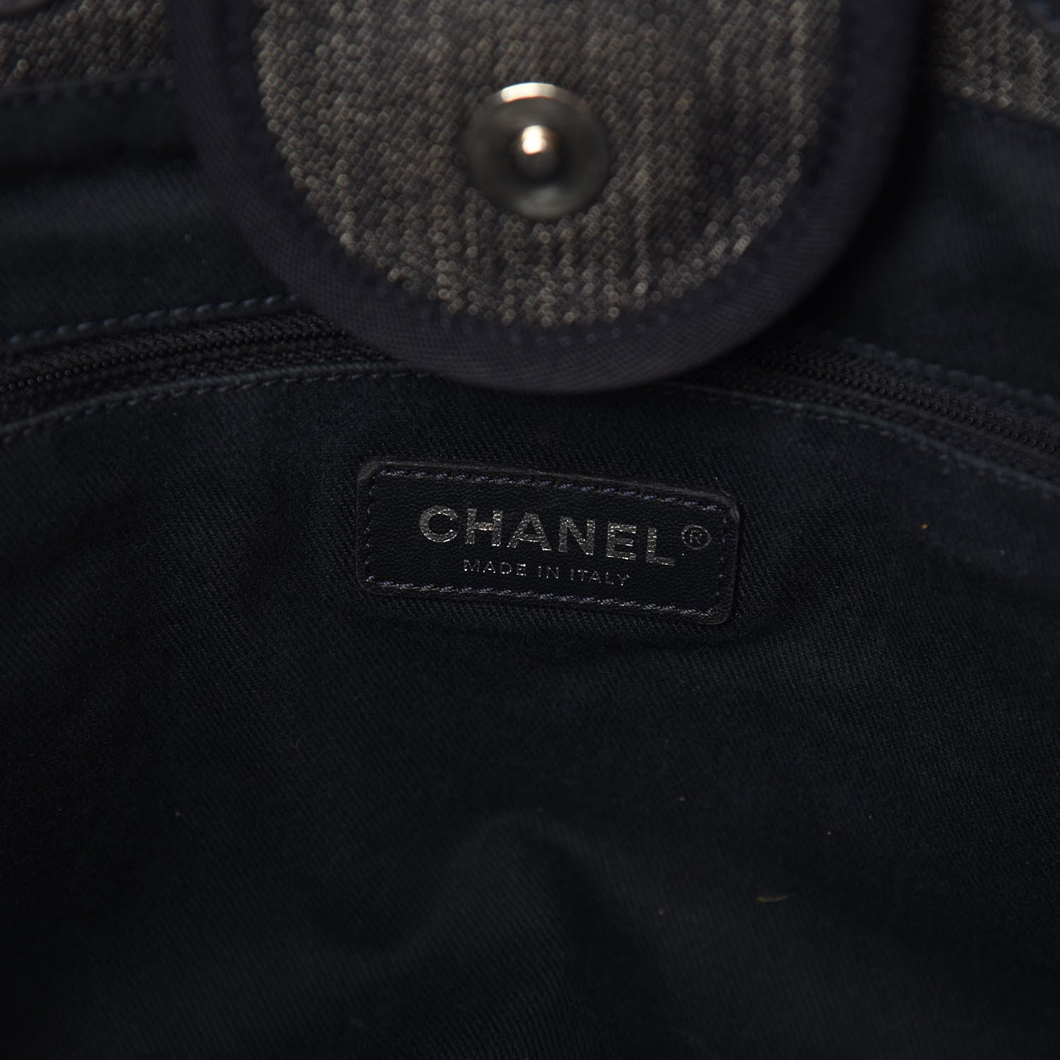 Chanel Denim Large Deauville Tote Blue Orange 9 of 10
