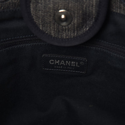 Chanel Denim Large Deauville Tote Blue Orange 9 of 10