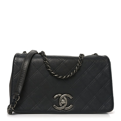 Chanel Calfskin Diamond Embossed Medium New Chic Flap Dark Grey 1 of 11