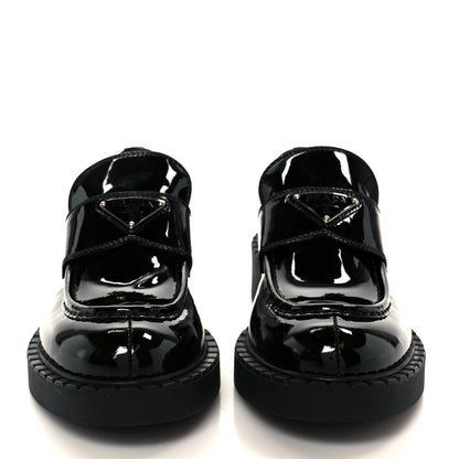 Prada Vernice Metal Triangle Logo 50mm Loafers 39.5 Black 3 of 9