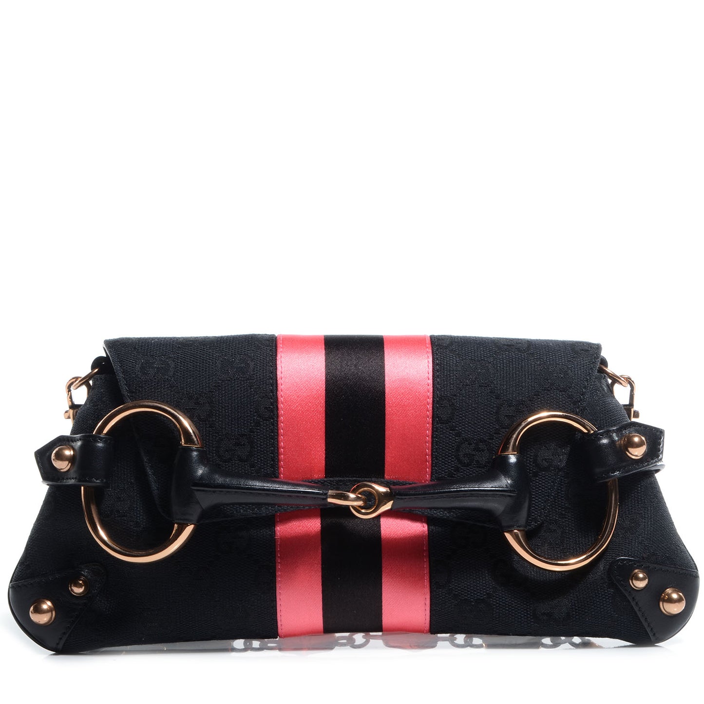 Monogram Horsebit Web Clutch Black