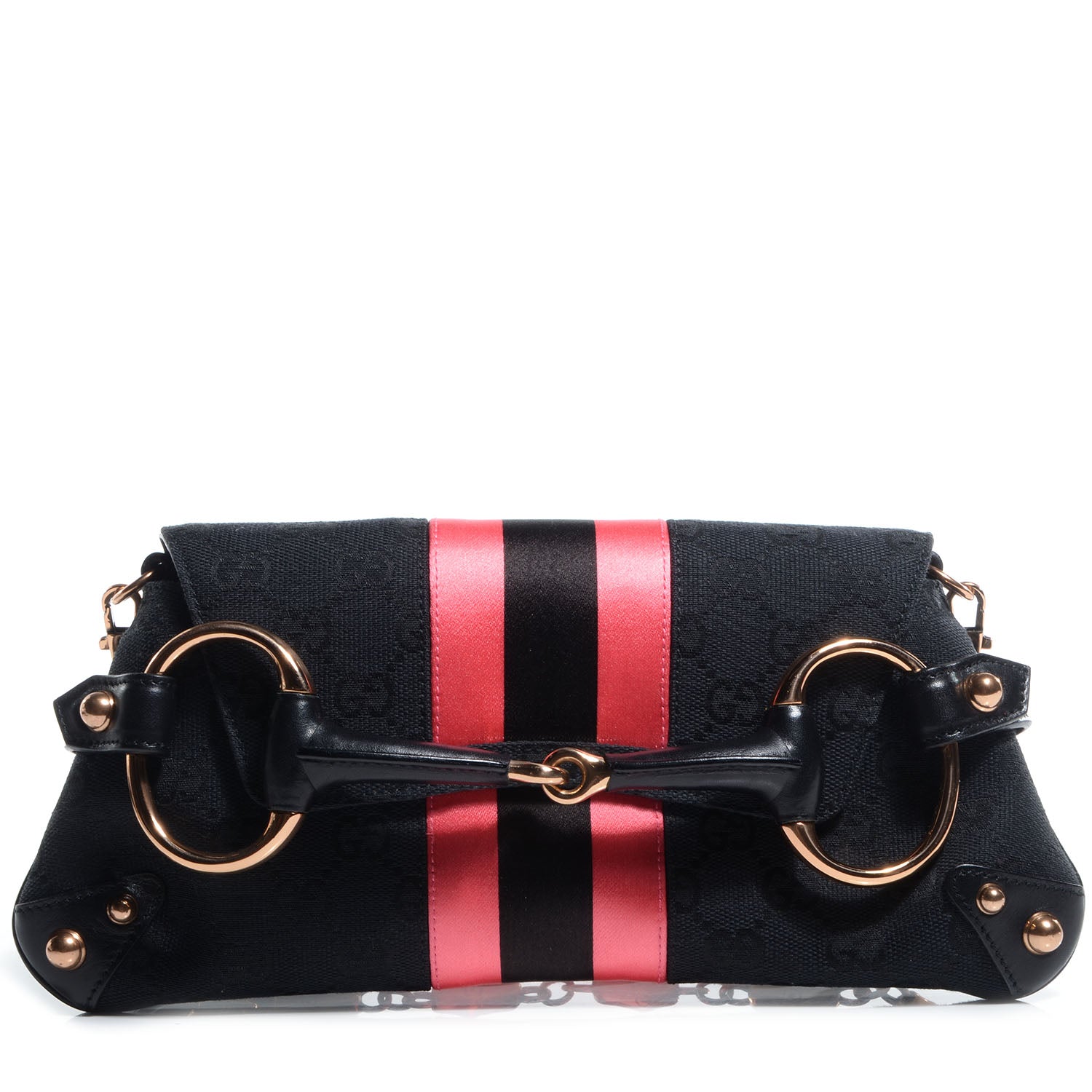 Gucci Monogram Horsebit Web Clutch Black 1 of 7