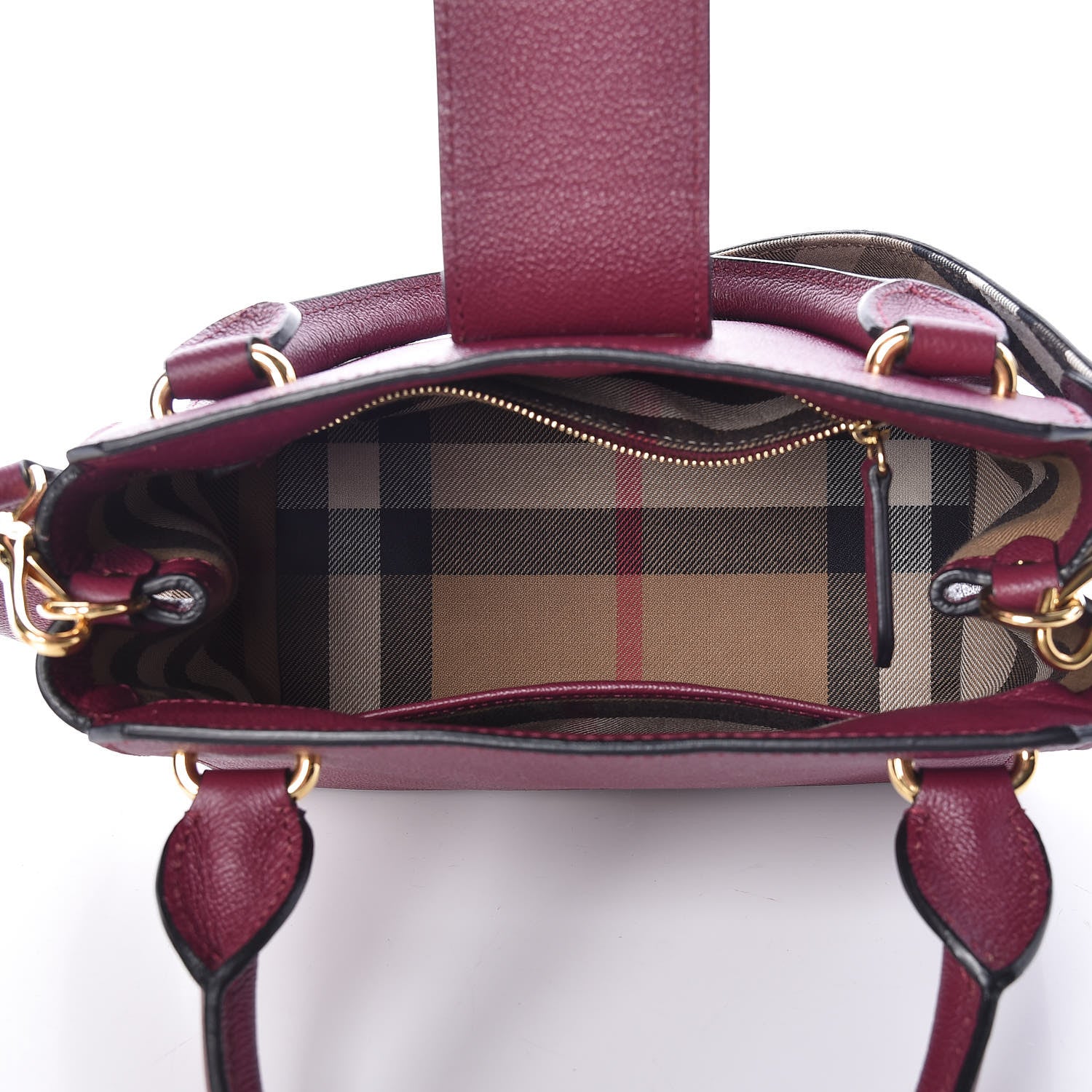 Burberry Soft Grain Calfskin Small Buckle Tote Dark Plum 5 of 12
