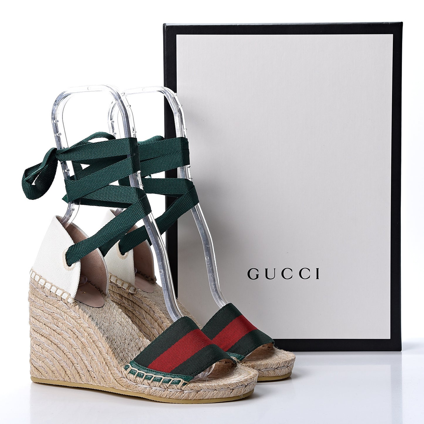 Canvas Malaga Kid Web Ankle Wrap Espadrille Wedge Sandals 35.5 Green Red Mystic White Emerald