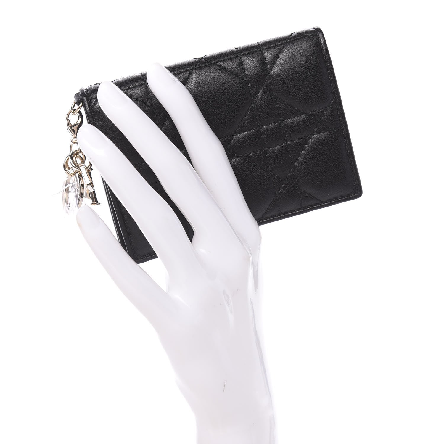 Christian Dior Lambskin Cannage Small Lady Dior Flap Card Holder Black 2 of 8