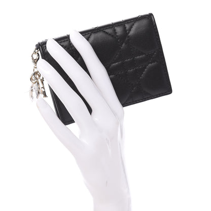 Christian Dior Lambskin Cannage Small Lady Dior Flap Card Holder Black 2 of 8