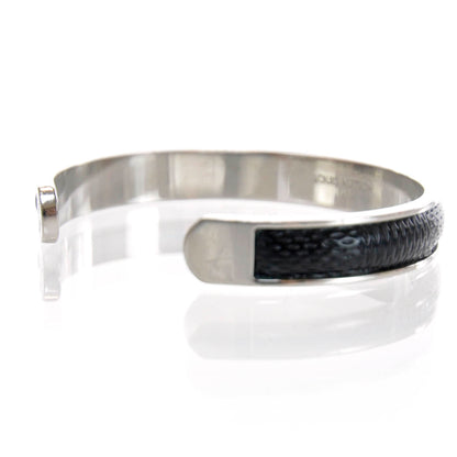 Louis Vuitton Mens Damier Embossed Leather and Palladium Soho Bracelet Black 5 of 6