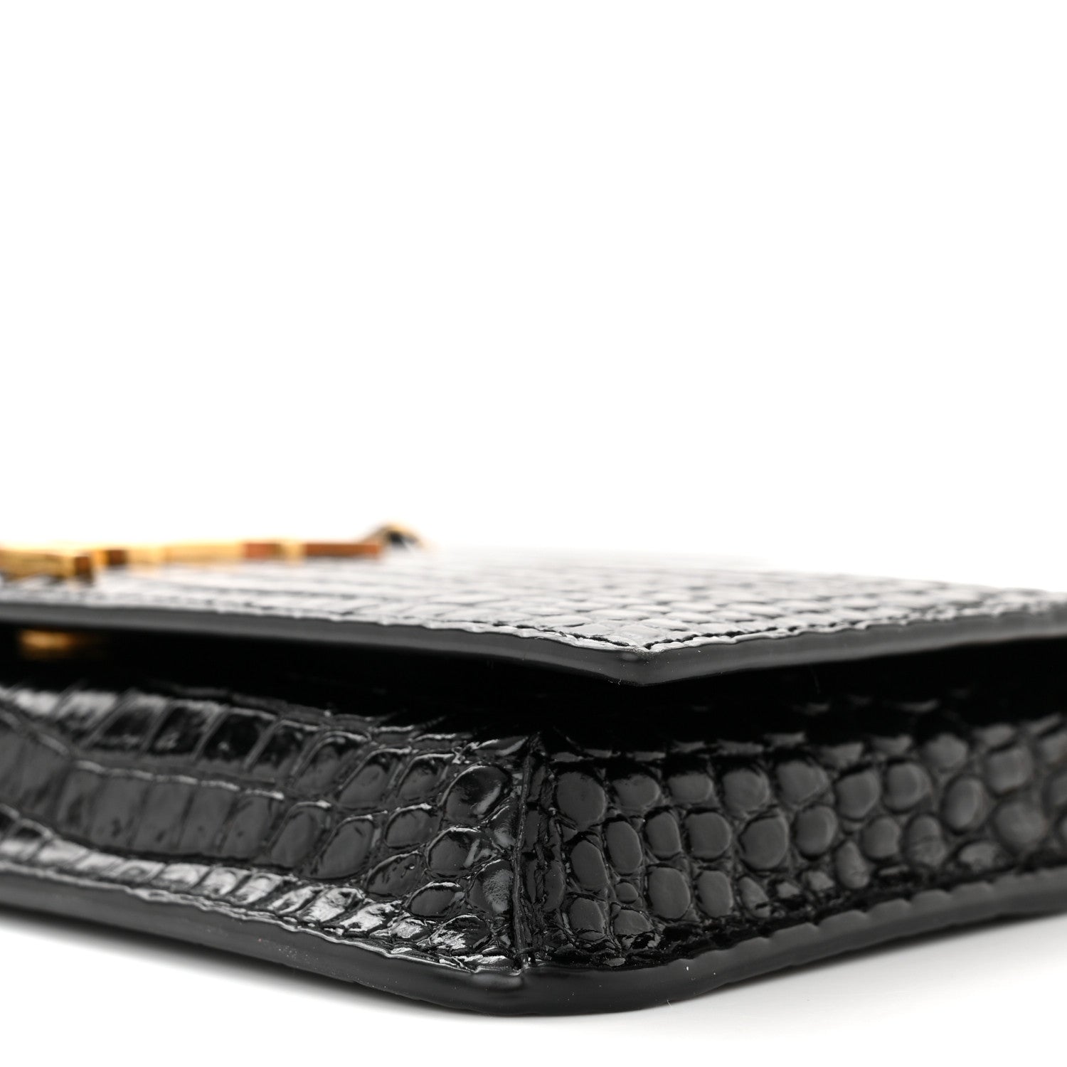 Saint Laurent Crocodile Embossed Monogram Phone Holder Crossbody Black 10 of 11