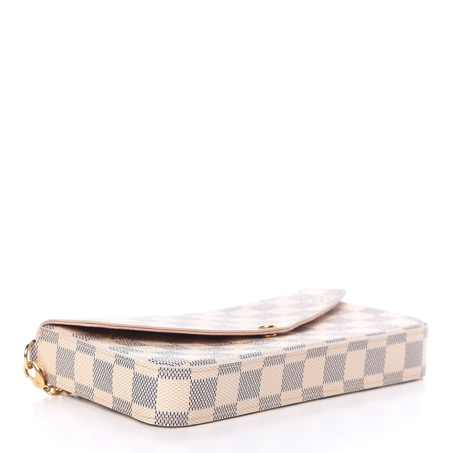 Damier Azur Pochette Felicie Chain Wallet Rose Ballerine
