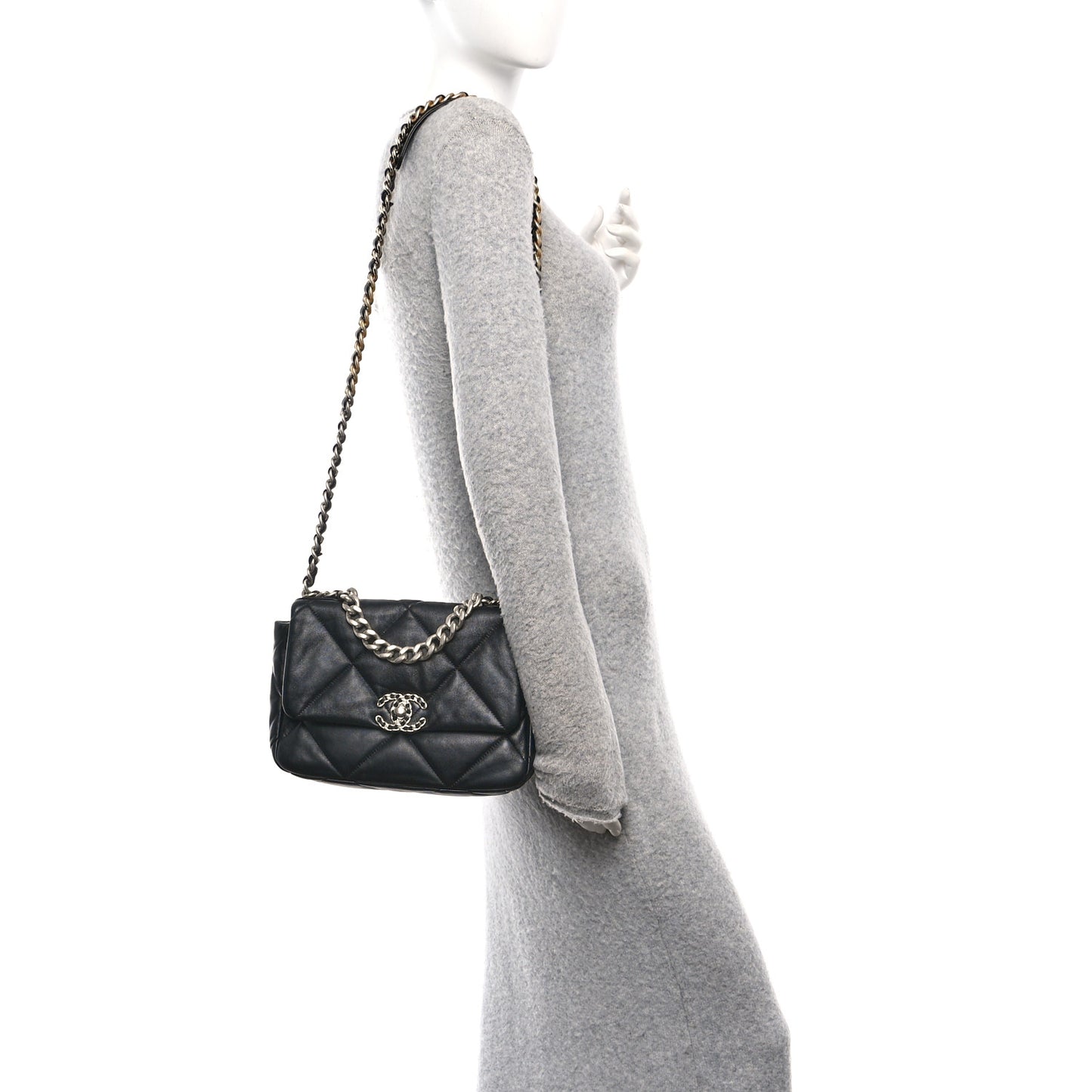 Lambskin Quilted Medium Chanel 19 Flap Black