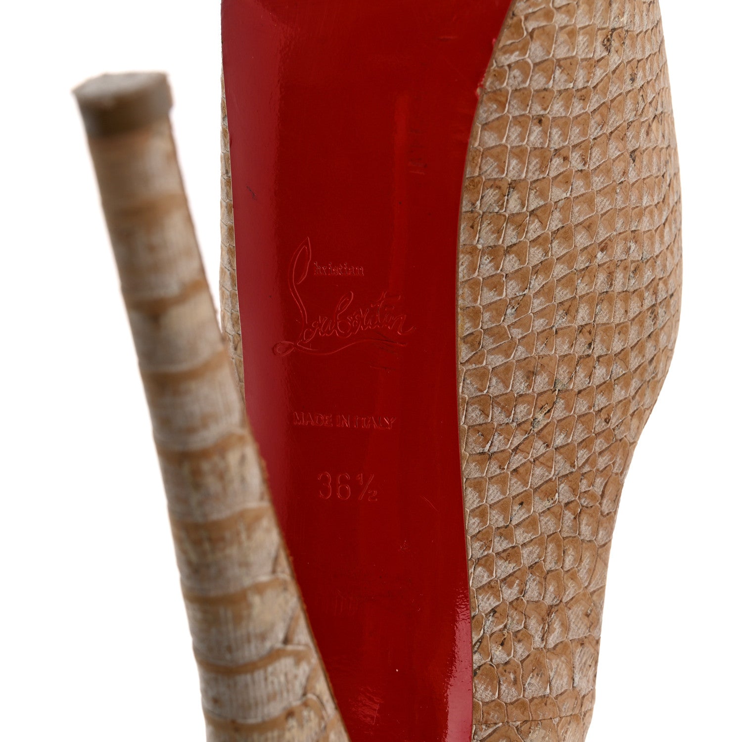 Christian Louboutin Cork Snake Embossed Daffodile 160 Pumps 36.5 Beige 8 of 11