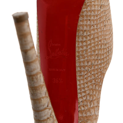 Christian Louboutin Cork Snake Embossed Daffodile 160 Pumps 36.5 Beige 8 of 11