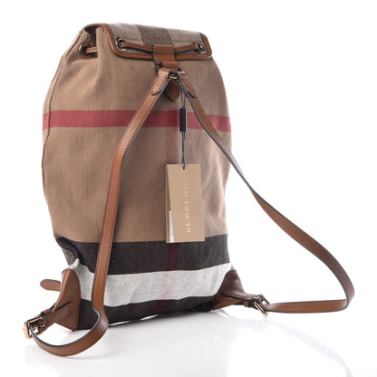 Burberry Canvas Mega Check Medium Chiltern Backpack Tan 3 of 6