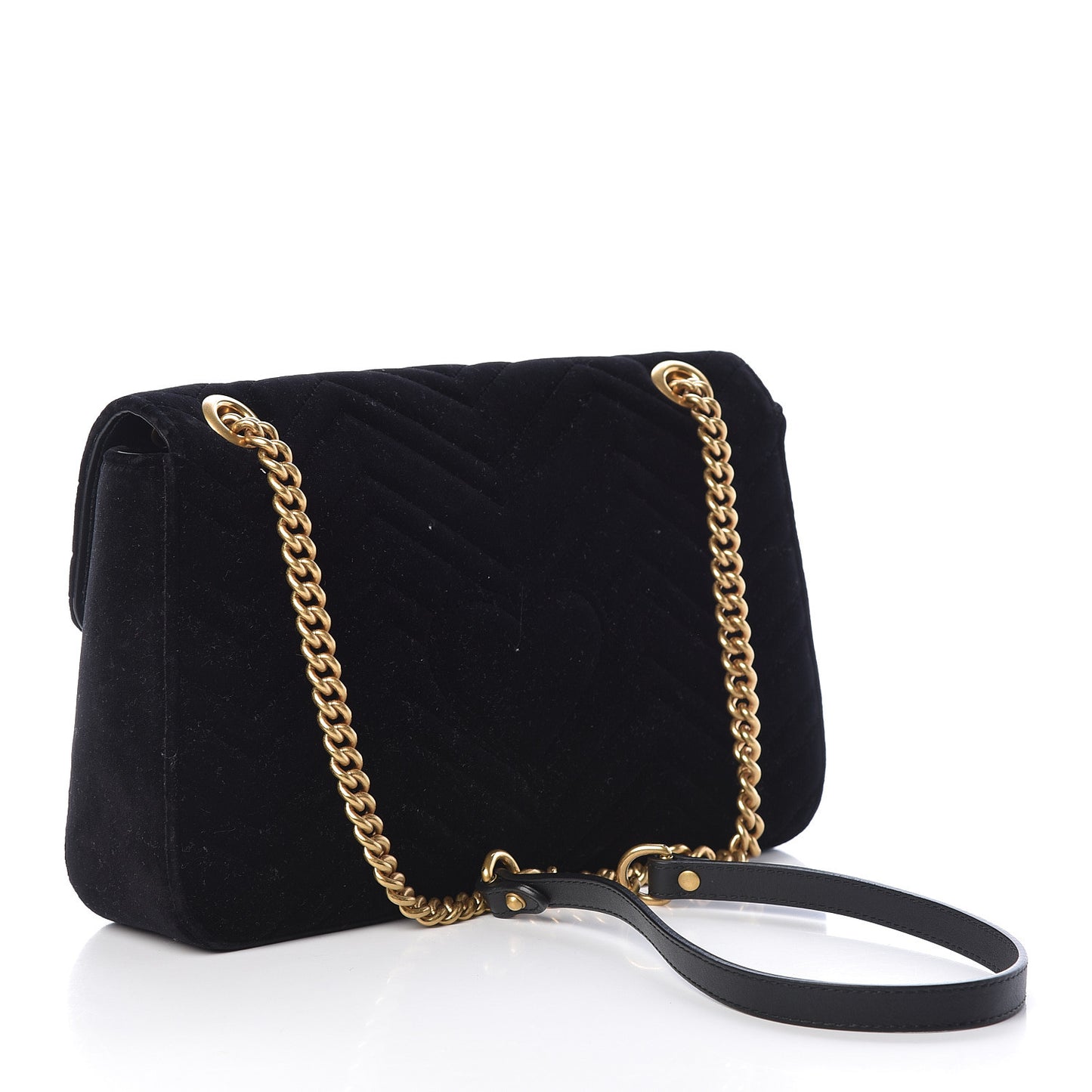 Velvet Matelasse Medium GG Marmont Shoulder Bag Black