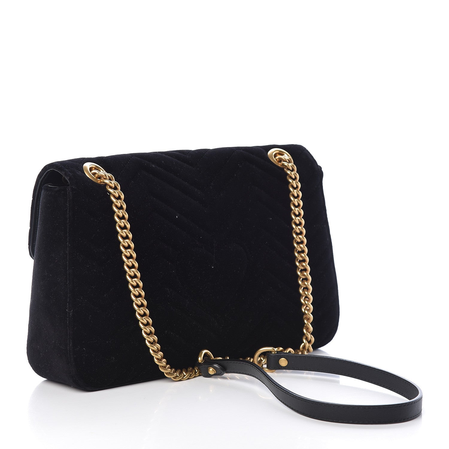 Gucci Velvet Matelasse Medium GG Marmont Shoulder Bag Black 3 of 15