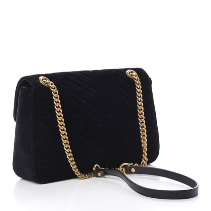 Gucci Velvet Matelasse Medium GG Marmont Shoulder Bag Black 3 of 15
